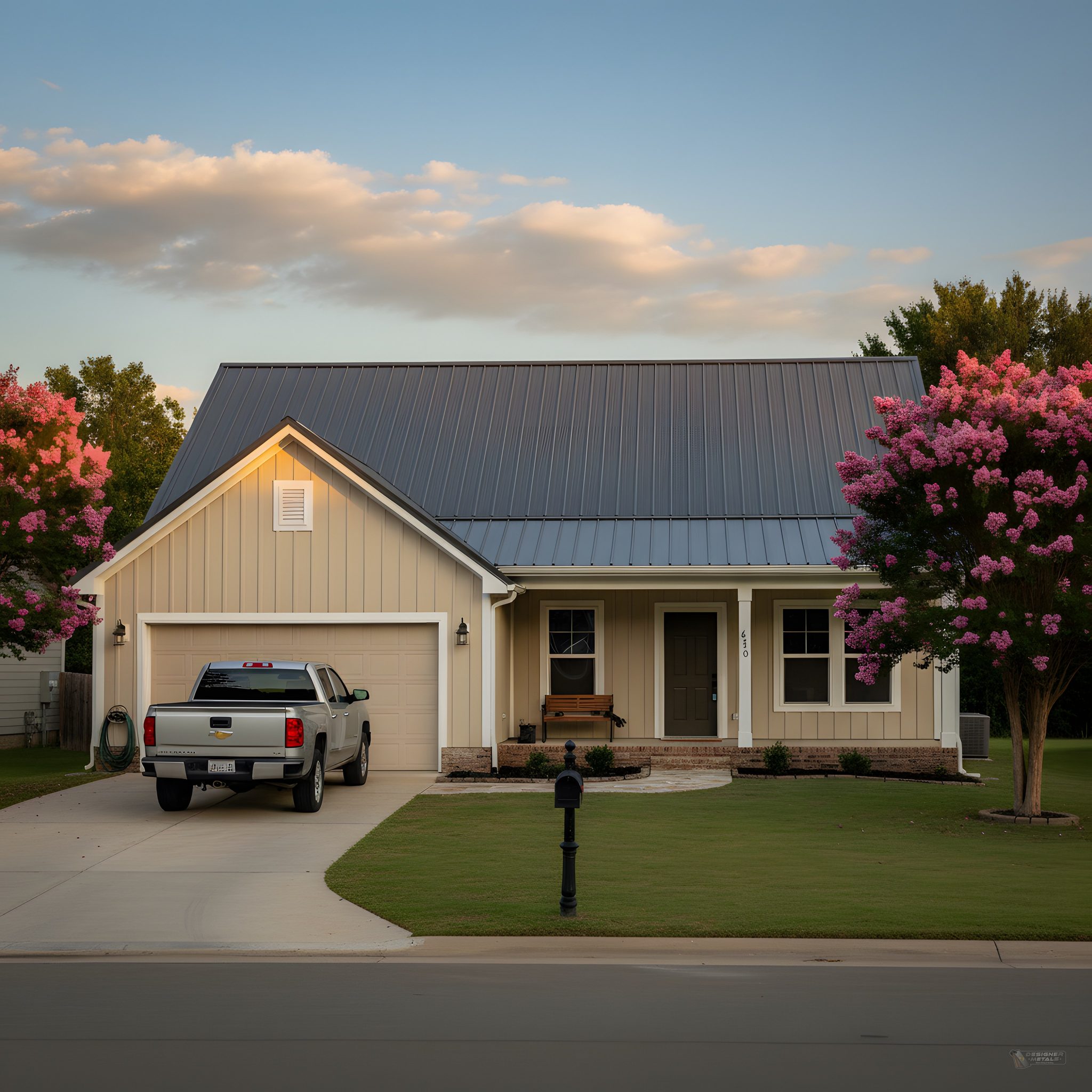 Modern farmhouse with metal roofing